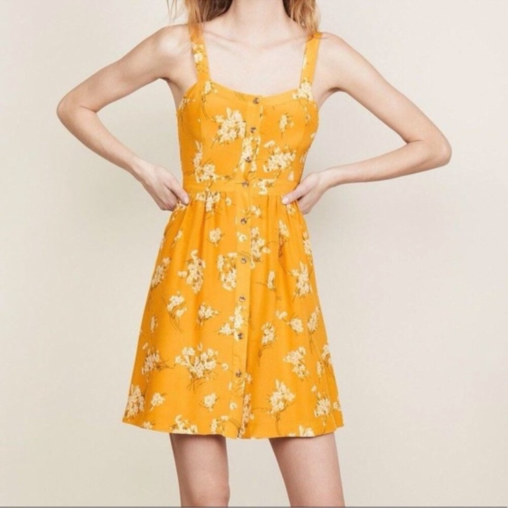 Madewell Yellow Silk Floral Dress